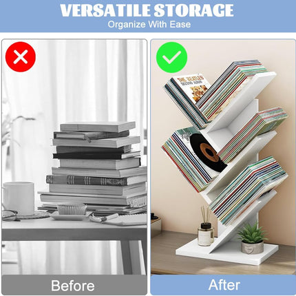 CARLA HOME 5-Tier Tree Bookshelf Storage Rack for Home Office or Bedroom (White)-1992735294960570370