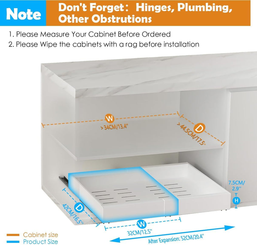 CARLA HOME Pack Pull Out Cabinet Organizer Expandable for Cabinets with Adjustable Slide Out Shelves and Easy Installation (White)-1992735300438331393