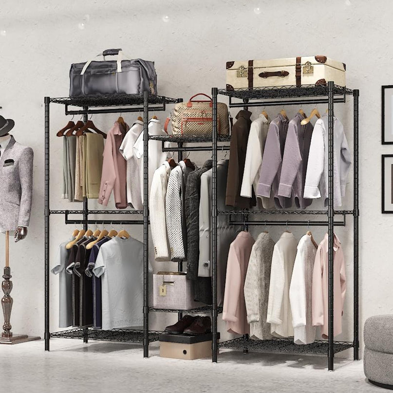 CARLA HOME Heavy Duty Clothing Garment Rack Organizer with Hanging Rods & Storage Shelves for Clothes, Shoes & Wardrobe-1992735283526897672