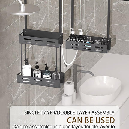 CARLA HOME Over the Door 2-tier Shower Caddy Organizer Shelf with Hooks for Bathroom-1992735298336985090