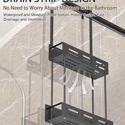 CARLA HOME Over the Door 2-tier Shower Caddy Organizer Shelf with Hooks for Bathroom-1992735298336985092