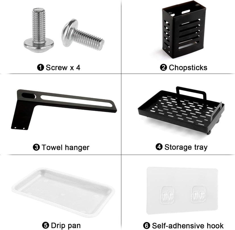 CARLA HOME Kitchen Sink Caddy Organizer with Sponge, Soap & Brush Storage and Rag Rack, Drain Tray & Utensil Holder-1992735286576156679