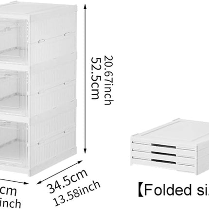CARLA HOME 3-Tier Stackable Shoe Storage Box Organizer with Clear Door for Closet, Entryway or Cabinet-1992735295149314049