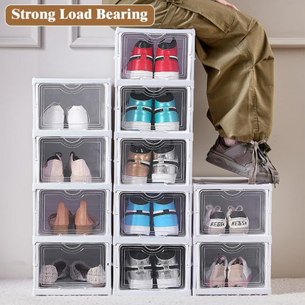 CARLA HOME 3-Tier Stackable Shoe Storage Box Organizer with Clear Door for Closet, Entryway or Cabinet-1992735295149314050