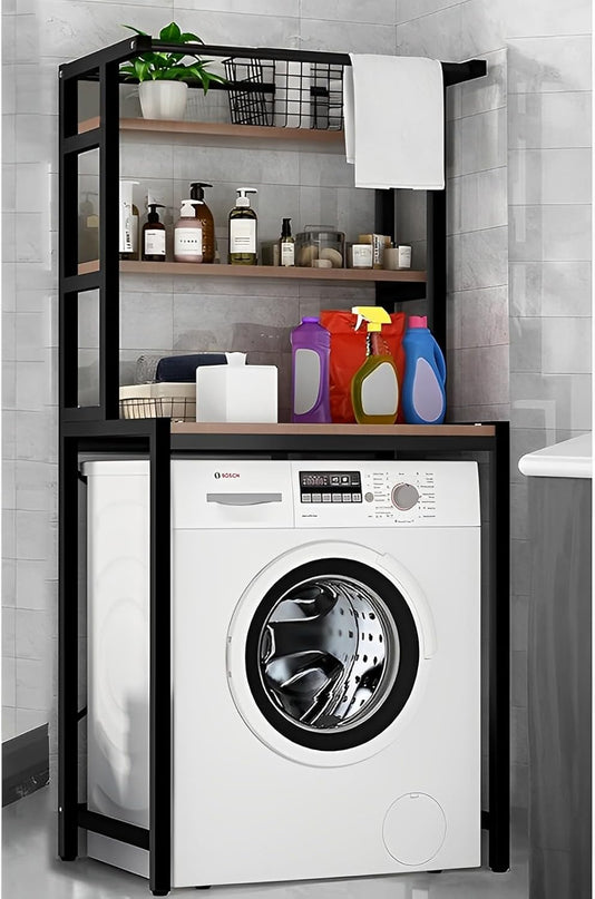 CARLA HOME 3-Tier Over Washing Machine Storage Rack Laundry Shelf Organizer for Bathroom or Toilet (Black)-1978962259434672135