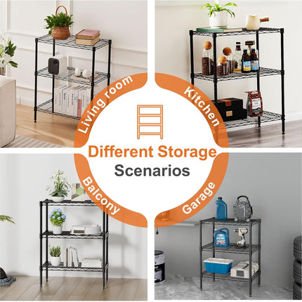 CARLA HOME 3-Tier Adjustable Metal Storage Shelves Wire Rack Organizer for Kitchen, Pantry, Bathroom or Laundry Room (45cm W x 40cm D x 103cm H)-1992735281702375426