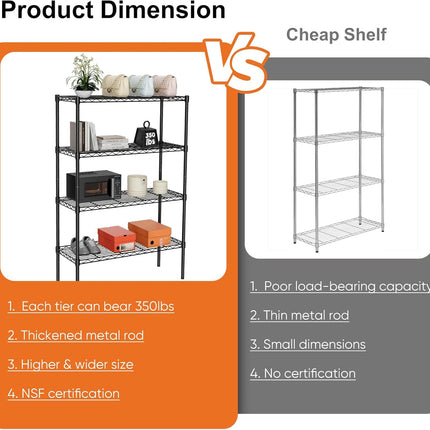 CARLA HOME 4-Tier Adjustable Metal Storage Shelves Wire Rack Organizer for Kitchen, Pantry, Bathroom or Laundry Room (60cm W x 40cm D x 140 cm H)-1992735282633510915