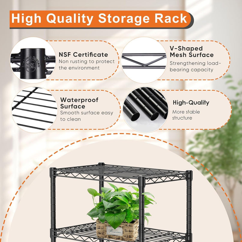 CARLA HOME 4-Tier Adjustable Metal Storage Shelves Wire Rack Organizer for Kitchen, Pantry, Bathroom or Laundry Room (60cm W x 40cm D x 140 cm H)-1992735282633510917