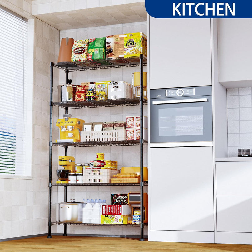 CARLA HOME 5-Tier Adjustable Metal Storage Shelves Wire Rack Organizer for Kitchen, Pantry, Bathroom or Laundry Room (60cm W x 40cm D x 145cm H)-1992735282079862792