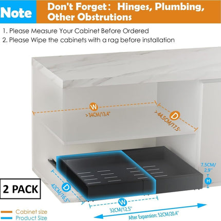 CARLA HOME 2 Pack Pull Out Cabinet Organizer Expandable for Cabinets with Adjustable Slide Out Shelves and Easy Installation (Black)-1992735300954230785