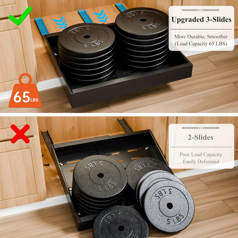 CARLA HOME 2 Pack Pull Out Cabinet Organizer Expandable for Cabinets with Adjustable Slide Out Shelves and Easy Installation (Black)-1992735300954230789