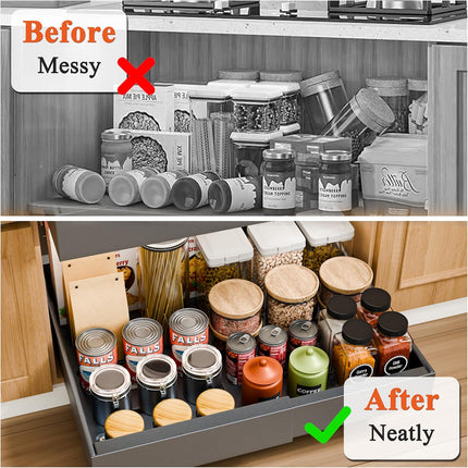 CARLA HOME 2 Pack Pull Out Cabinet Organizer Expandable for Cabinets with Adjustable Slide Out Shelves and Easy Installation (Grey)-1992735294251732995