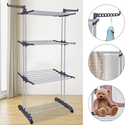 CARLA HOME Folding Clothes Drying Rack with Wheels and Adjustable Side Wings for Laundry Rack and Clothes Storage (Upgraded Model)-1992735299213594628