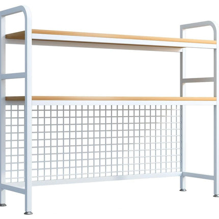 CARLA HOME  2-Tier Metal Desktop Hutch Bookshelf with Grid Panel for Computer Desk and Office Countertop-1992735283170381833
