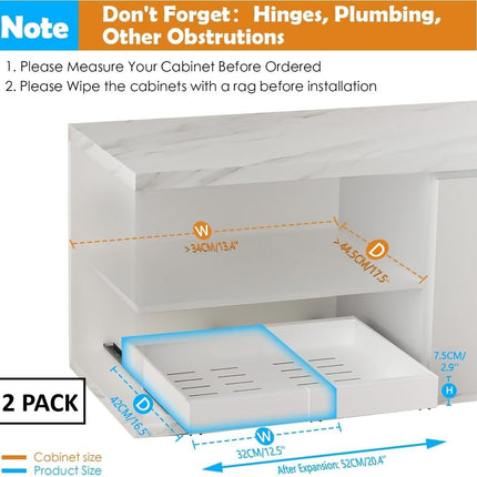 CARLA HOME 2 Pack Pull Out Cabinet Organizer Expandable for Cabinets with Adjustable Slide Out Shelves and Easy Installation (White)-1992735300601909249