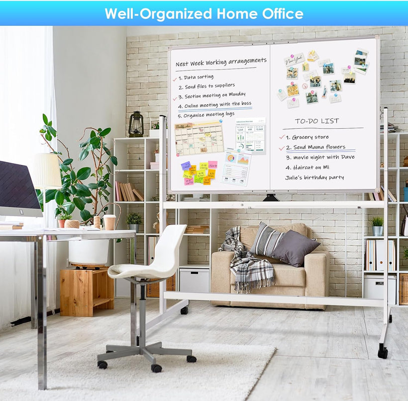 CARLA HOME Double-Sided Magnetic Whiteboard 120x90cm with Wheels, Reversible Design for School, Office & Home-1978962261968031750