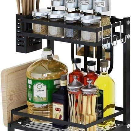 CARLA HOME 2-Tier Kitchen Spice Rack Organizer Storage Shelf for Condiments, Oil Bottles, Utensils, Cutting Board & More-1992735302300602368