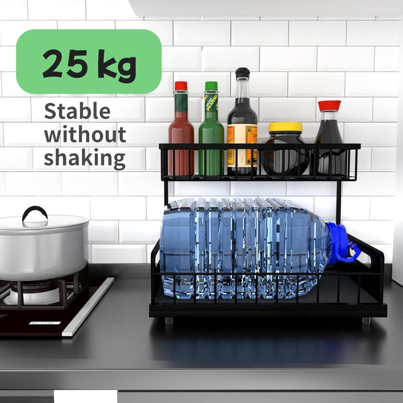 CARLA HOME 2 Pack Under Sink Organiser with Sliding Drawers for Kitchen & Bathroom-1978962263821914118