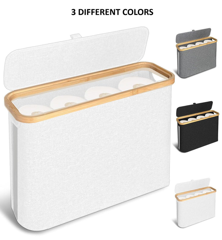 CARLA HOME 2 pack Toilet Paper Storage Basket Holds Up to 12 Rolls with Bamboo Lid and Handle for RV Closet (Grey)-1978962264329424904