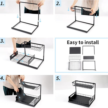 CARLA HOME 2 Tier Under Sink Organiser with Sliding Drawers for Kitchen & Bathroom-1978962264841129992