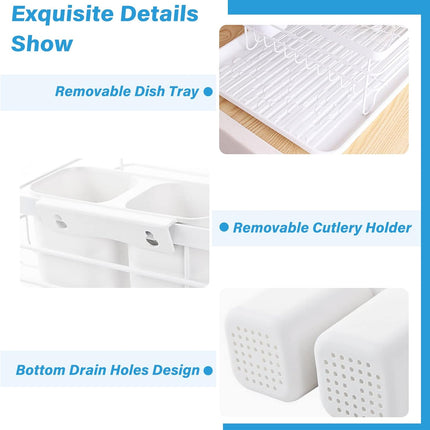 CARLA HOME 2-Tier Dish Drying Rack for Kitchen Counter with Removable Drip Tray, Utensil Holder and Cutlery Organizer-1992735290913067014
