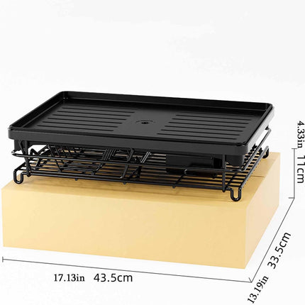 CARLA HOME 2-Tier Dish Drying Rack for Kitchen Counter with Drainboard, Utensil Holder, Cup Rack & Cutlery Organizer-1992735293530312711