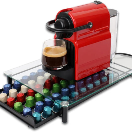 CARLA HOME 60 Coffee Pod Holder Drawer with Tempered Glass Capsule Organizer for Nespresso Pods and Sliding Drawer for Kitchen Countertop-1992735289507975168