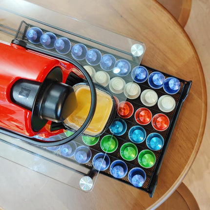 CARLA HOME 60 Coffee Pod Holder Drawer with Tempered Glass Capsule Organizer for Nespresso Pods and Sliding Drawer for Kitchen Countertop-1992735289507975173