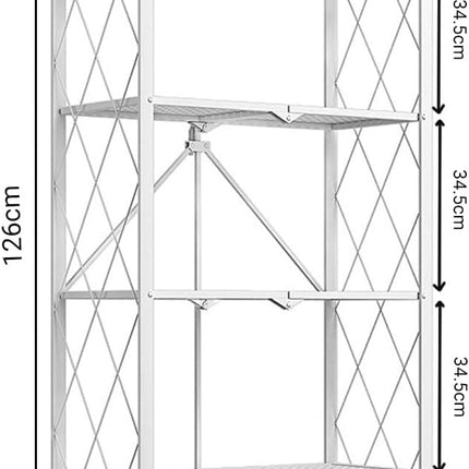 CARLA HOME 4-Tier Foldable Storage Shelf with Wheels for Kitchen, Garage, Pantry or Basement (White)-1978962266032312322