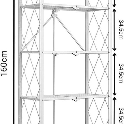 CARLA HOME 5-Tier Foldable Storage Shelf with Wheels for Kitchen, Garage, Pantry or Basement (White)-1978962266204278786