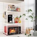 CARLA HOME 3-Tier Microwave Oven Rack with Adjustable Metal Kitchen Shelf Stand for Countertop Storage and 6 Hooks for Utensils-2034461361894985729