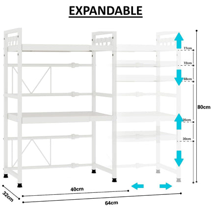 CARLA HOME 3-Tier Microwave Oven Rack with Adjustable Metal Kitchen Shelf Stand for Countertop Storage and 6 Hooks for Utensils-2034461361894985730