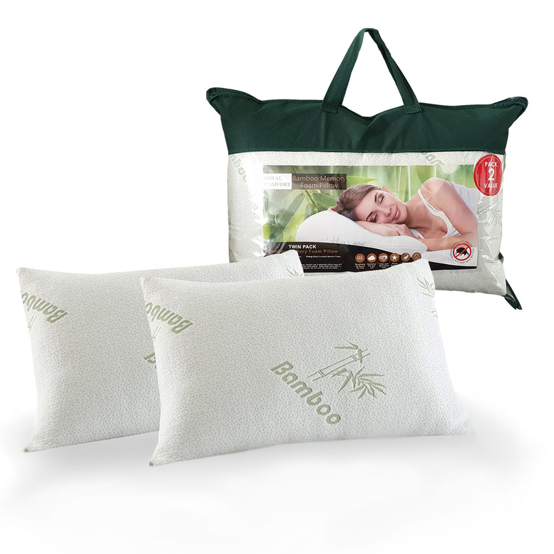 ROYAL COMFORT BAMBOO COVERED MEMORY FOAM PILLOW - 2PK-1951134817148080129