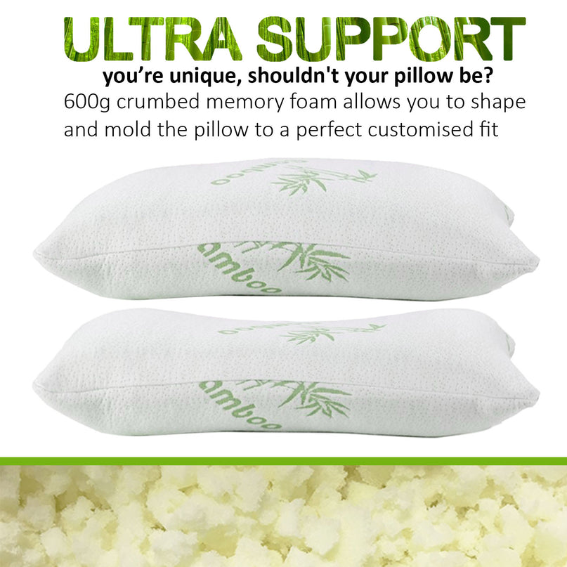 ROYAL COMFORT BAMBOO COVERED MEMORY FOAM PILLOW - 2PK-1951134817148080130