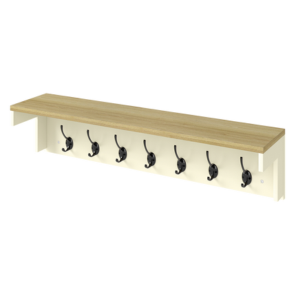 Levede Coat Rack Wall Mounted Shelf 7 Double Hooks Storage Entryway Hallway-2029334093753356296