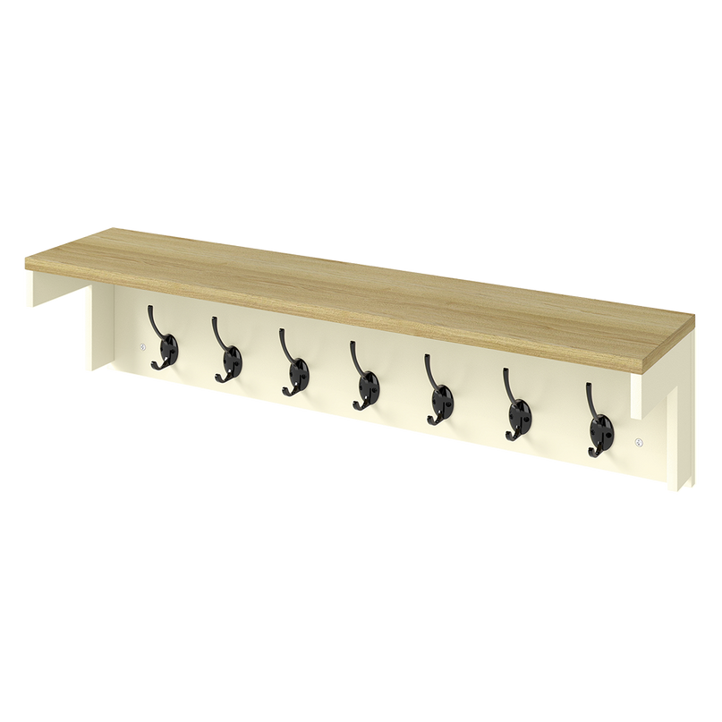 Levede Coat Rack Wall Mounted Shelf 7 Double Hooks Storage Entryway Hallway-2029334093753356296