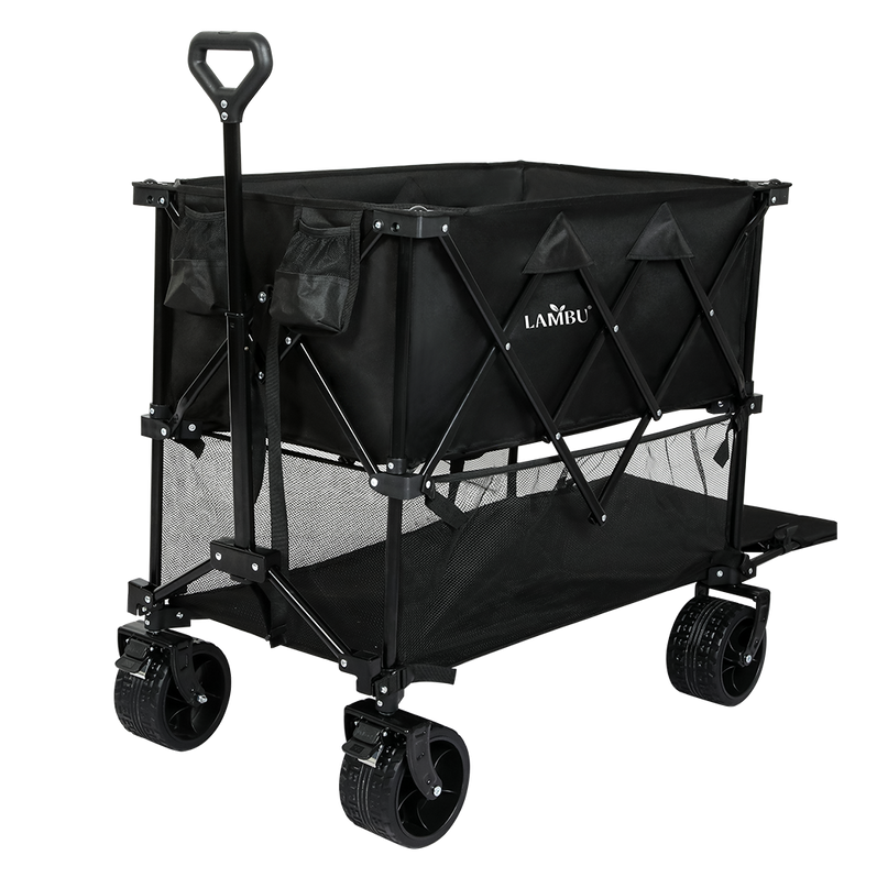 Lambu Folding Wagon Cart Double Shelves-2006732894810279944