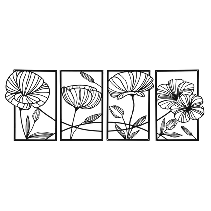 Yezi Metal Wall Art 4Pcs Floral Minimalist Line Decor-2006732700534312968