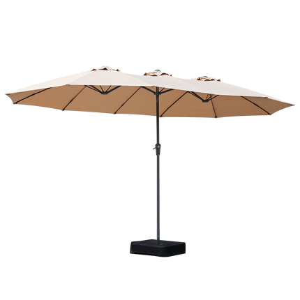 Centra 4.5M Double-sided Patio Umbrella Outdoor Umbrella Base Stand Khaki-2018816843380297736
