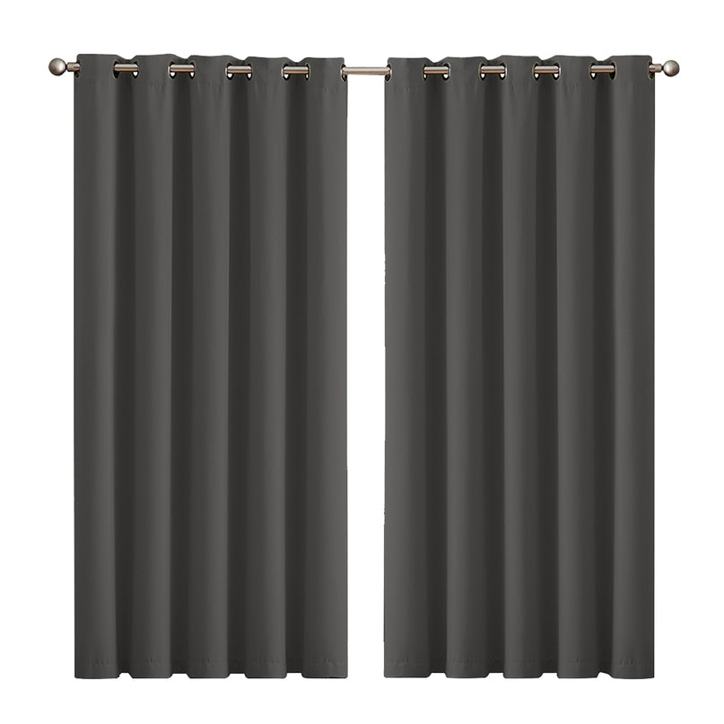 2x Blockout Curtains Panels 3 Layers Charcoal-2029387284243156992