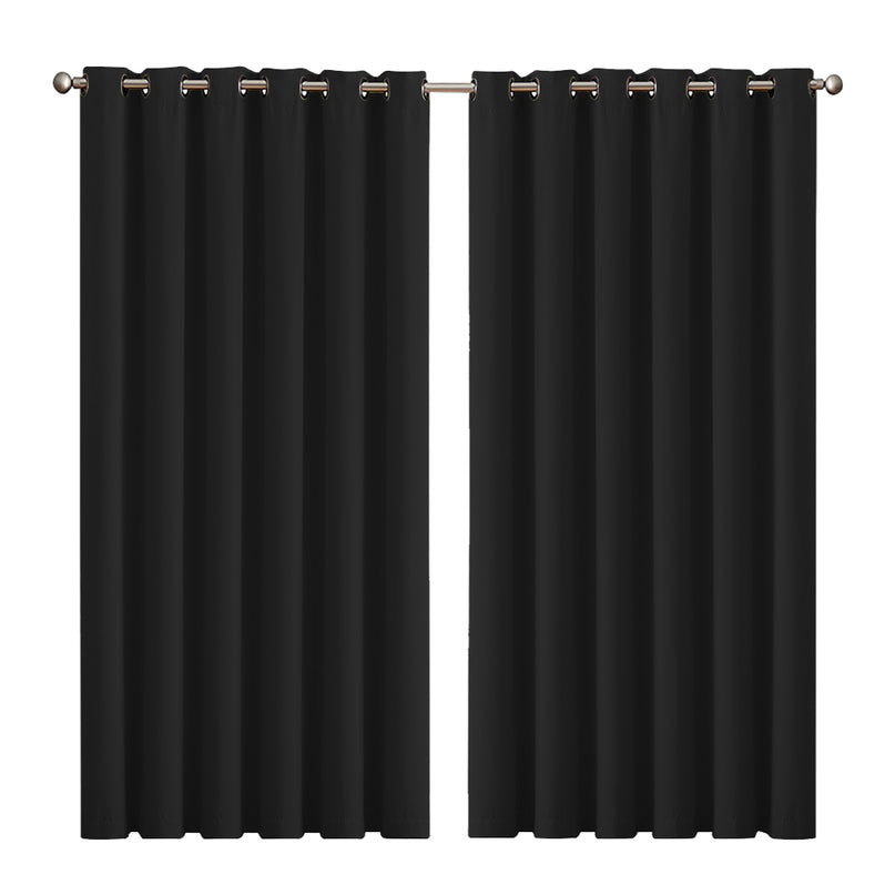2x Blockout Curtains Panels 3 Layers Black-2029387284603867136