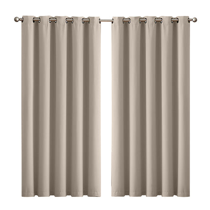 2x Blockout Curtains Panels 3 Layers Beige-2018816697192026112
