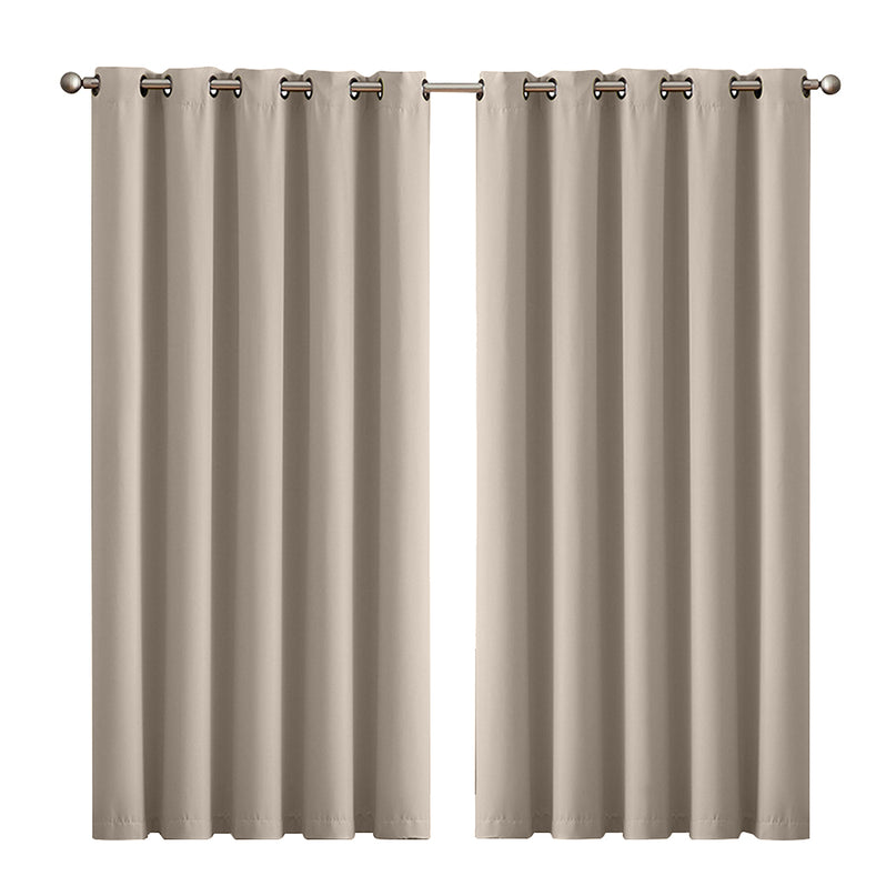 2x Blockout Curtains Panels 3 Layers Beige-2018816697192026112