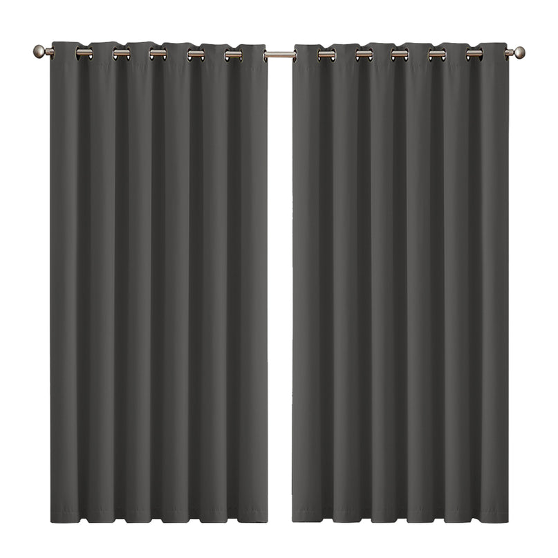 2x Blockout Curtains Panels 3 Layers Charcoal-2029387284784222208