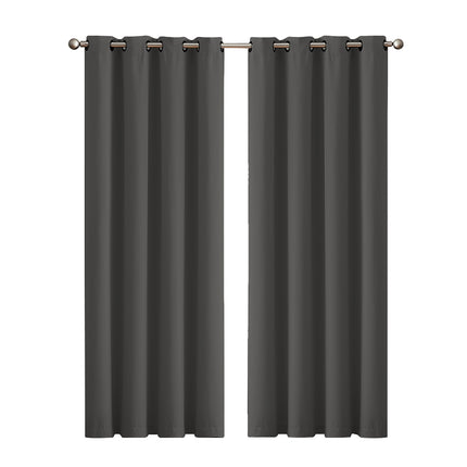 2x Blockout Curtains Panels 3 Layers Charcoal CD1003-132X213-GR-2029387283907612672