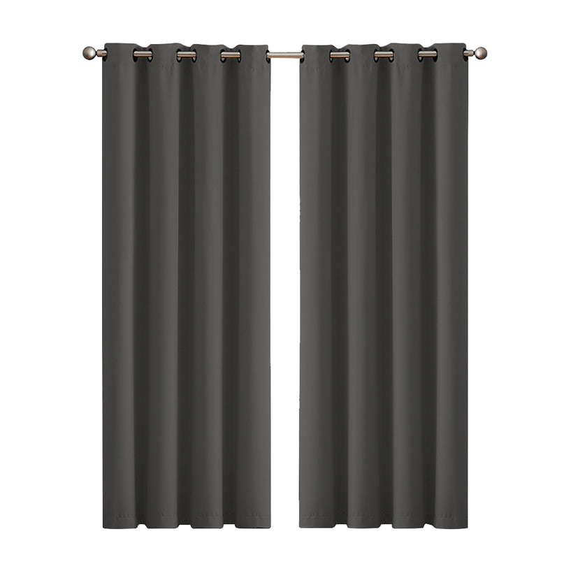2x Blockout Curtains Panels 3 Layers Charcoal CD1003-132X213-GR-2029387283907612672