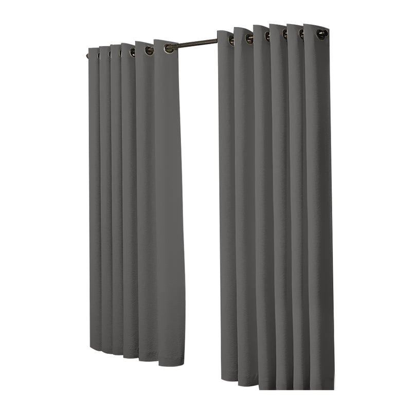 2x Blockout Curtains Panels 3 Layers Charcoal-2029387284784222209