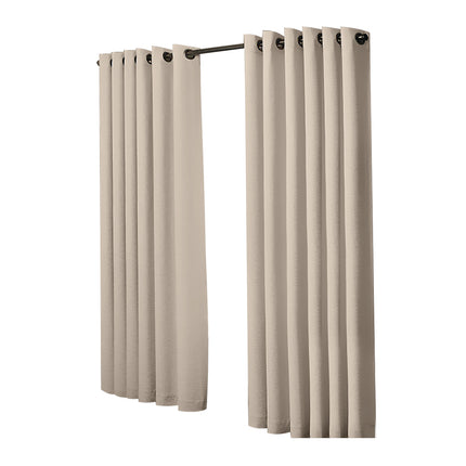 2x Blockout Curtains Panels 3 Layers Beige-2029387284419317761
