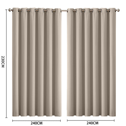 2x Blockout Curtains Panels 3 Layers Beige-2029387284419317762