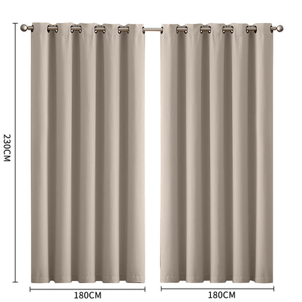 2x Blockout Curtains Panels 3 Layers Beige-2018816697192026114